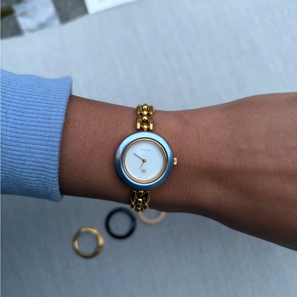 Gucci Accessories - Gucci Vintage Gold Tone Link Bracelet Watch with Multiple Bezels